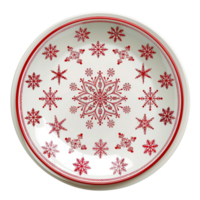A charming Christmas plate set with beautiful snowflake patterns, Isolated on transparent Background png