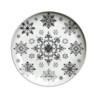 A luxurious Christmas plate set adorned with detailed snowflake patterns, Isolated on transparent Background png