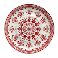 A festive Christmas plate set with stunning snowflake patterns, Isolated on transparent Background png