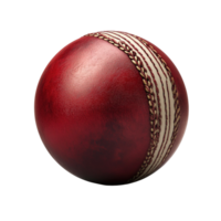 A vintage-style cricket ball with clear stitching and a smooth polished surface, isolated on a transparent background png