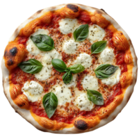 Margherita pizza topped with mozzarella, basil, and tomato sauce, isolated on transparent Background png