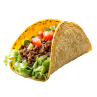 A delicious Mexican taco with crispy shell and fresh ingredients, Isolated on transparent Background png