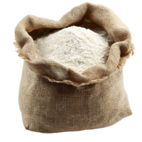 Burlap Bag Filled with Soft Wheat Flour for Baking Isolated on transparent Background png