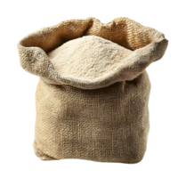 Soft Powdered Flour in Textured Burlap Bag Close-Up Isolated on transparent Background png