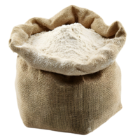 Rustic Burlap Sack Brimming with Fine Wheat Flour Grains Isolated on transparent Background png