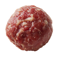 A pristine raw meatball on a white background, isolated on transparent background png