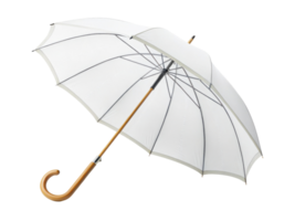 stylish white umbrella with wooden handle, perfect for protection against rain or sun. Its elegant design adds touch of sophistication png