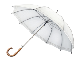classic white umbrella with wooden handle, perfect for protection against rain or sun. Its elegant design adds touch of style png