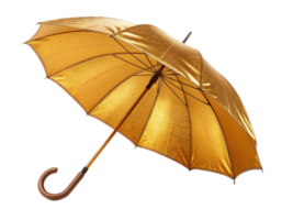 shiny golden umbrella with wooden handle, perfect for adding touch of elegance to rainy days png