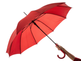 vibrant red umbrella held aloft, showcasing its elegant design and sturdy structure, perfect for protection against rain or sun png
