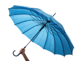 person holding blue umbrella with unique design, showcasing its vibrant color and structure, perfect for rainy days png