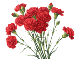 Beautiful red carnations bloom vibrantly in lush bouquet, symbolizing love and admiration, perfect for any occasion png