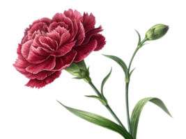 beautiful carnation flower with rich red petals and budding stem showcases nature elegance and charm png