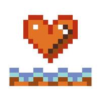 Pixelated heart icon above decorative geometric pattern vector