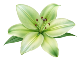 beautiful lily flower with delicate green petals and striking details captures essence of nature elegance and tranquility png