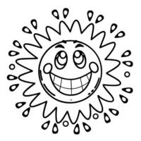 Cheerful sun with droplets, smiling face, uplifting design for positivity and joy vector