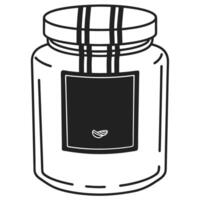 Minimalist black and white jar illustration with label for packaging design vector