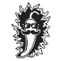 pixelated chili pepper with glasses and mustache retro game icon, quirky fun design vector