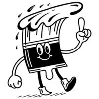 Cheerful paintbrush mascot with face, waving hand, and smiling expression character in motion promoting creativity and art vector