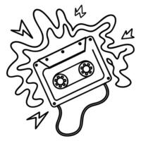 retro cassette tape doodle with dynamic abstract lines vintage music, nostalgia, audio symbolism vector