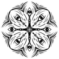 Intricate mandala pattern, symmetrical black swans in abstract symmetry artistic design, ornamental elegance vector