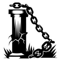 Cracked pillar and broken chain, symbol of freedom and strength vector