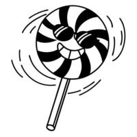 sketch of a smiling swirl lollipop happy candy design with vector