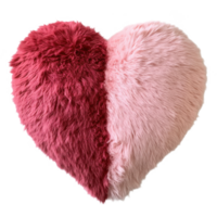 Fuzzy heart shaped pillow on a transparent background png