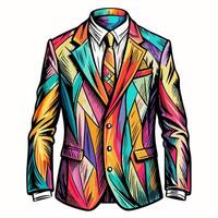 Vibrant Abstract Geometric Suit Illustration with Colorful Patterns vector