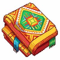 Colorful Pixel Art Blanket with Geometric Pattern and Vibrant Colors vector