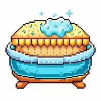Pixel Art Bathtub with Bubbles and Foam in Retro Style vector
