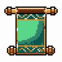 Vintage Pixel Art Scroll with Decorative Patterns, Retro Gaming, Nostalgia, Digital Illustration, Fantasy vector