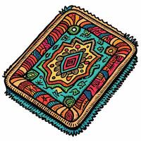 Colorful Abstract Tribal Rug Illustration with Geometric Patterns and Vibrant Colors vector