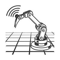 robotic arm automation wireless mechanical technology, industrial grid background innovation in manufacturing vector