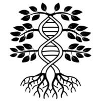 tree depicting dna structure with branches and roots symbolizing life, nature, and genetics connection vector