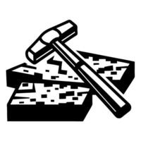 Hammer and rocks icon symbolizing construction or geology concepts vector