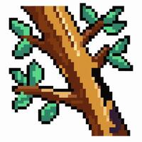 Pixelated Tree Branch with Leaves Retro 8 Bit Style Art vector