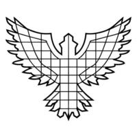 Intricate geometric bird, grid line art symbol abstract eagle, symmetry design vector