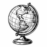 Vintage Globe Illustration with Detailed Continents and Map Lines for Educational Use vector