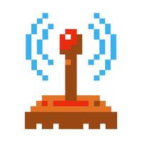 Retro arcade joystick icon, pixel art gaming symbol nostalgic control design in vintage 8 bit vector