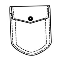 Outline of a single pocket design with button on white background vector