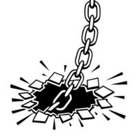 breaking chain shattering through surface symbol of freedom and liberation, escaping constraints vector