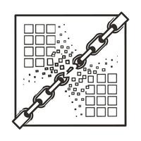 blockchain technology breakthrough icon chainlink connection breaking, digital network innovation vector