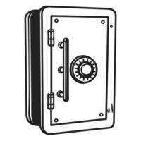 illustration of a secure bank vault safe with combination dial lock vector