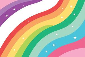 Rainbow Colored Arcs with Stars and Circles on a White Background Pattern vector