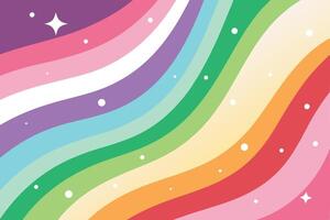 Wavy Rainbow Stripes with Circles and Star, Colorful Arcs Backdrop Design vector