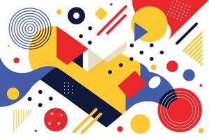 Playful Abstract Composition with Circles, Triangles, Squares, Stripes and Dots vector