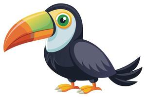 Cartoon Toucan Bird With Colorful Beak And Feathers vector
