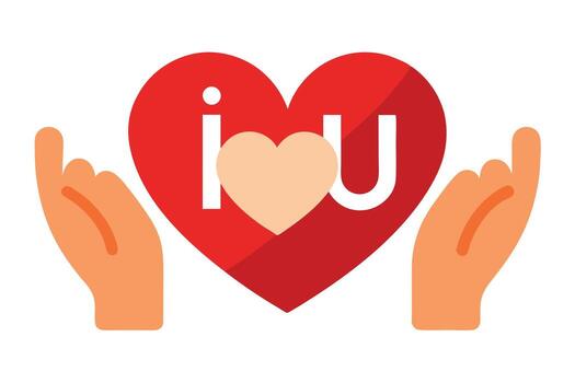 Animated Hands Presenting Red Heart Shape with Text vector