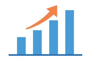 Graph Chart with Orange Arrow, Upward Trend, Blue Columns vector